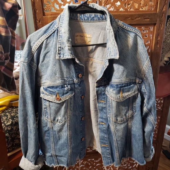 Free People distressed denim jacket